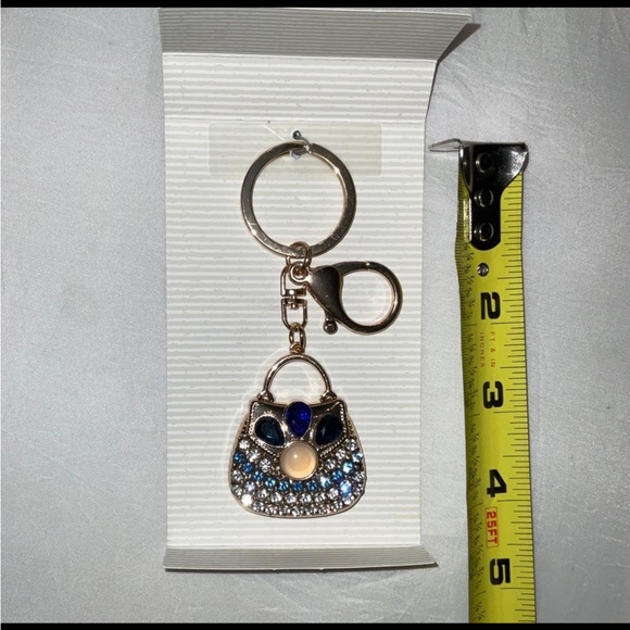 Bling Blue Rhinestone Purse Key Chain with Clip NIB GIFTABLE - Picture 5 of 5